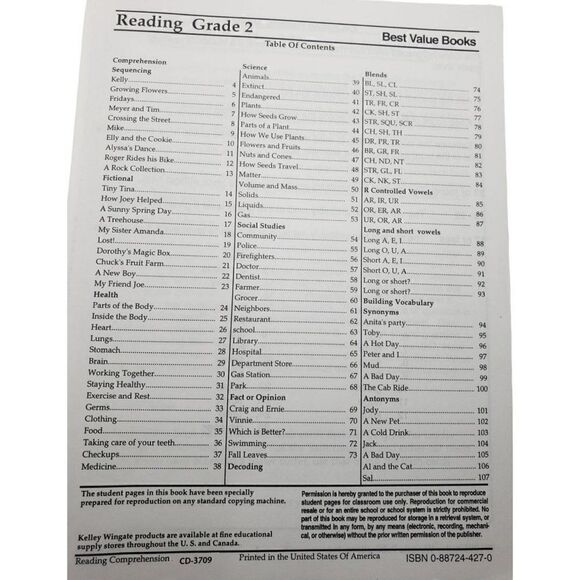 Reading Comprehension and Skills Grade 2 by Kelley Wingate Paperback NEW - Picture 4 of 6